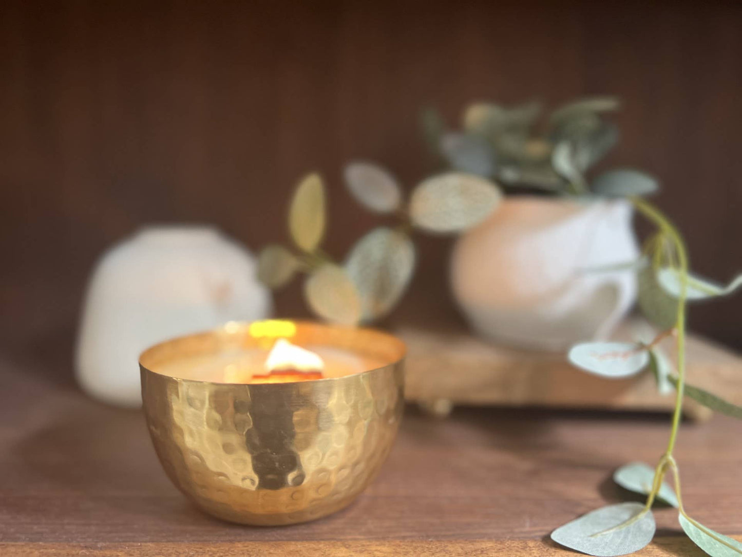 Hammered Brass Bowl Soy Candle - Maple Cream & Chai