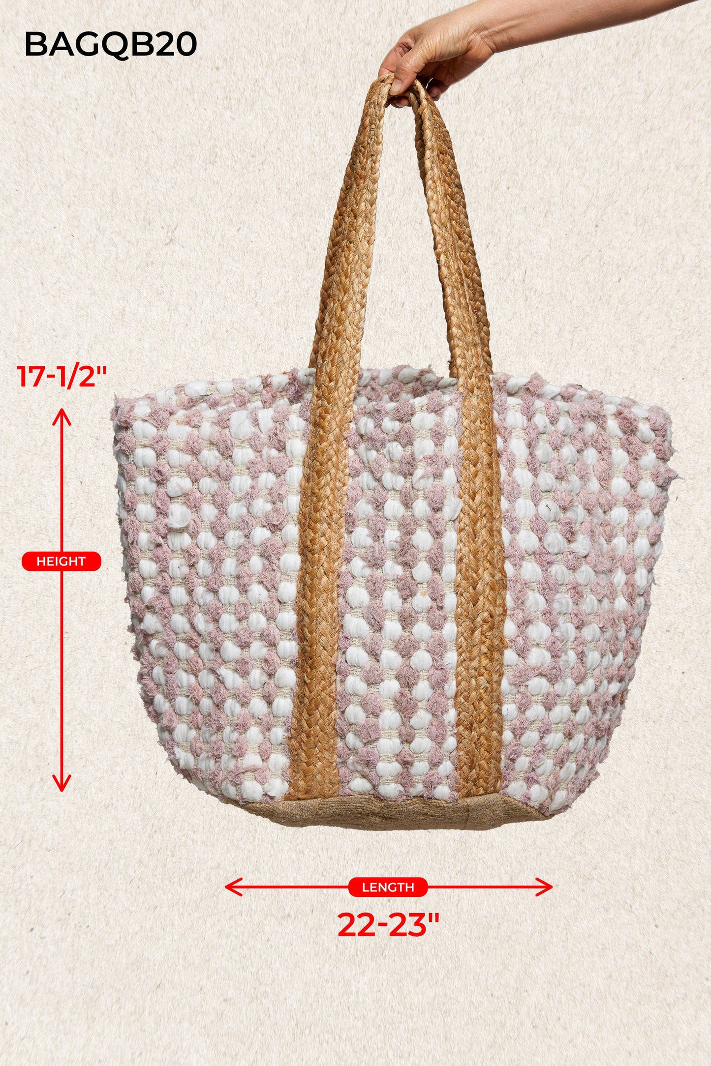 Blush Textured Handwoven Tote Bag