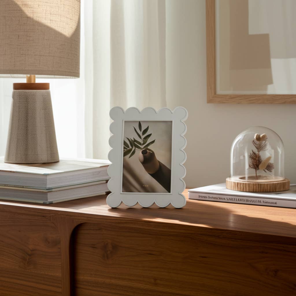 Scalloped Edge Photo Frame - White, 4x6 in.