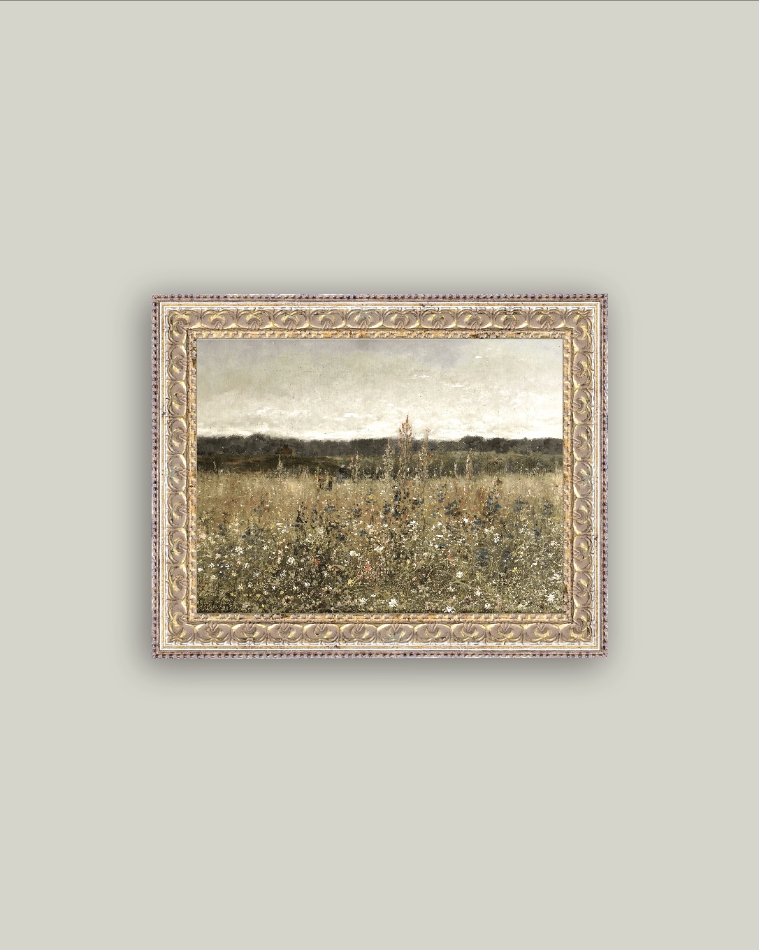 Wildflower Field Framed Antique Art – 10" x 8"
