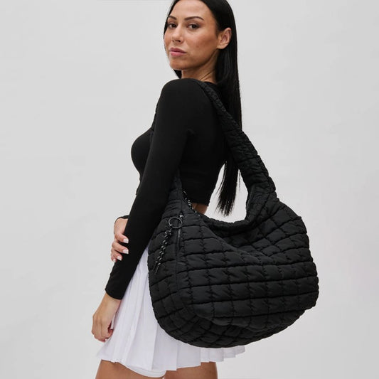 Revive Quilted Nylon Hobo Bag