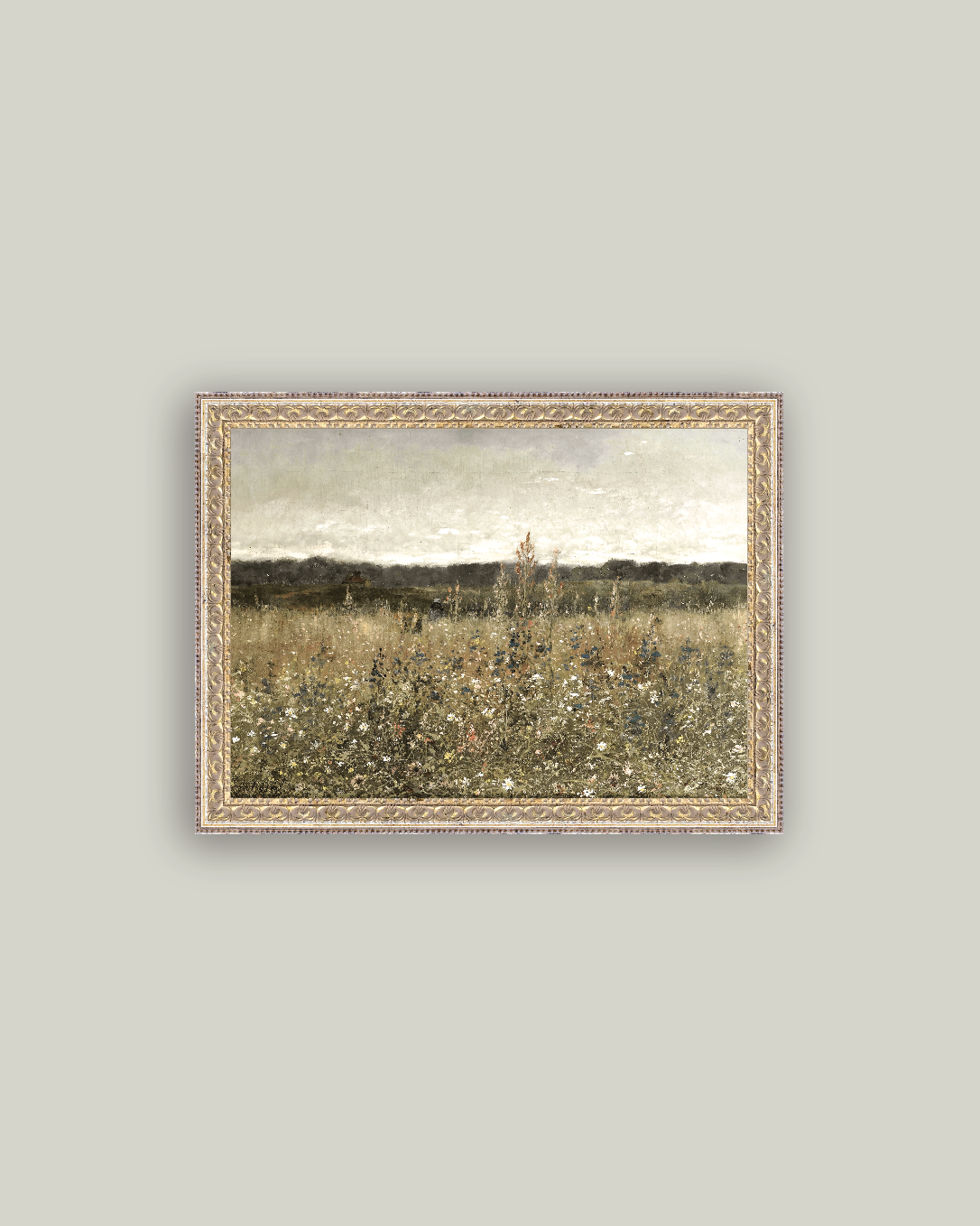 Wildflower Field Framed Antique Art – 10" x 8"