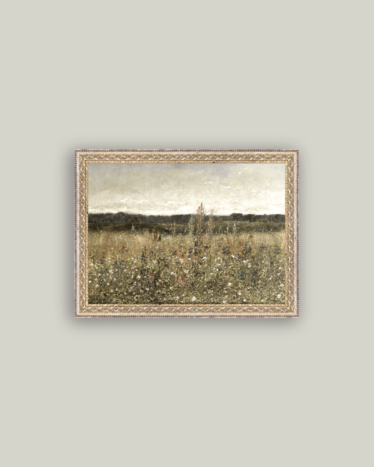 Wildflower Field Framed Antique Art – 10" x 8"