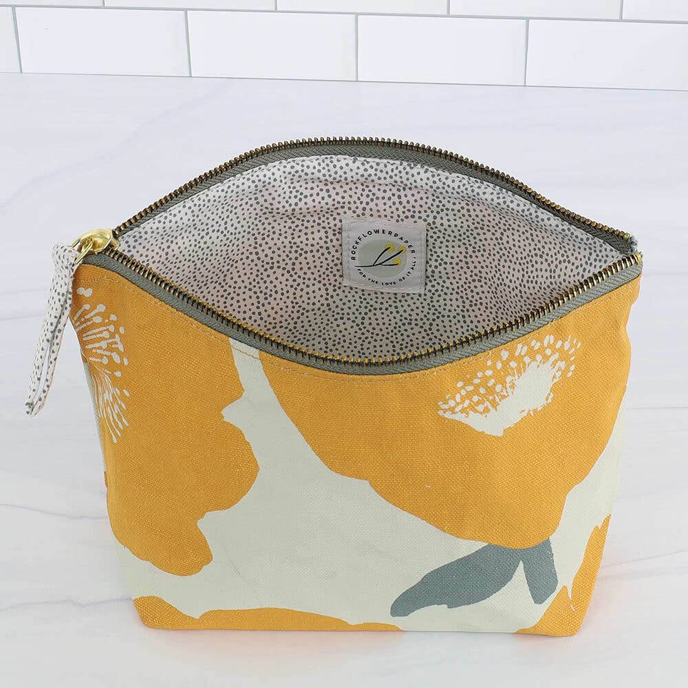 Poppies Gold Canvas Pouch