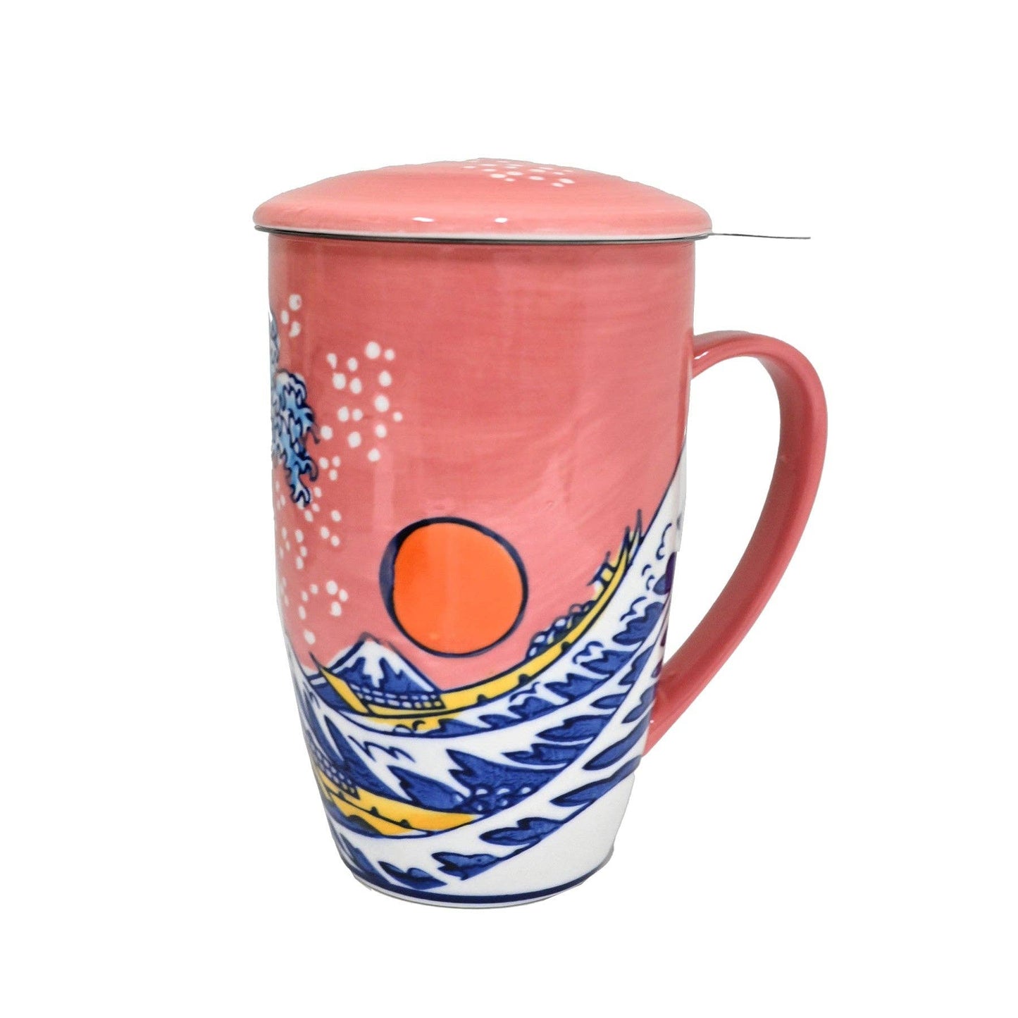 Sunset Wave Tea Mug with Lid & Infuser