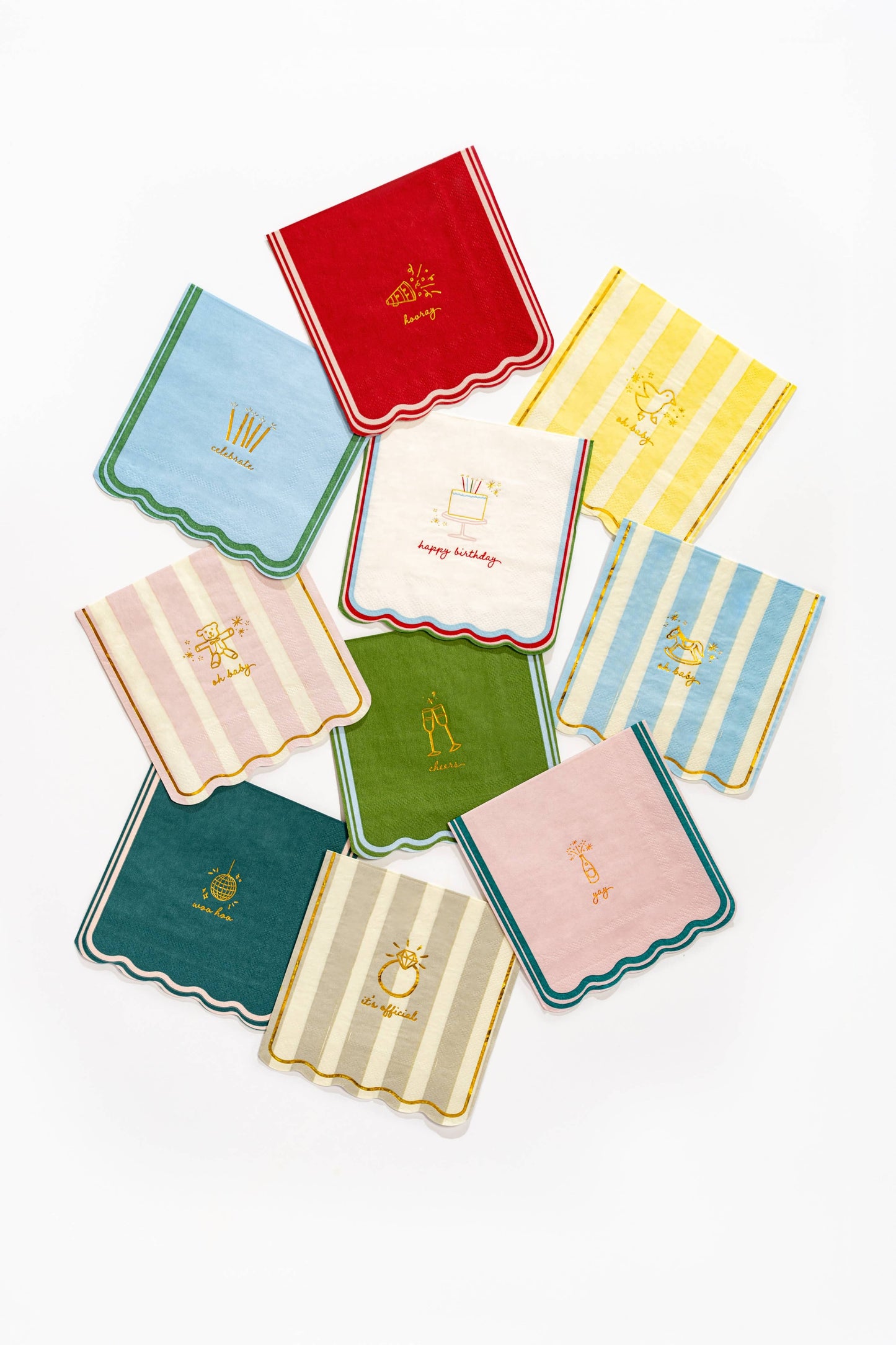 Scalloped Edge 'Yay' Icon Cocktail Napkins
