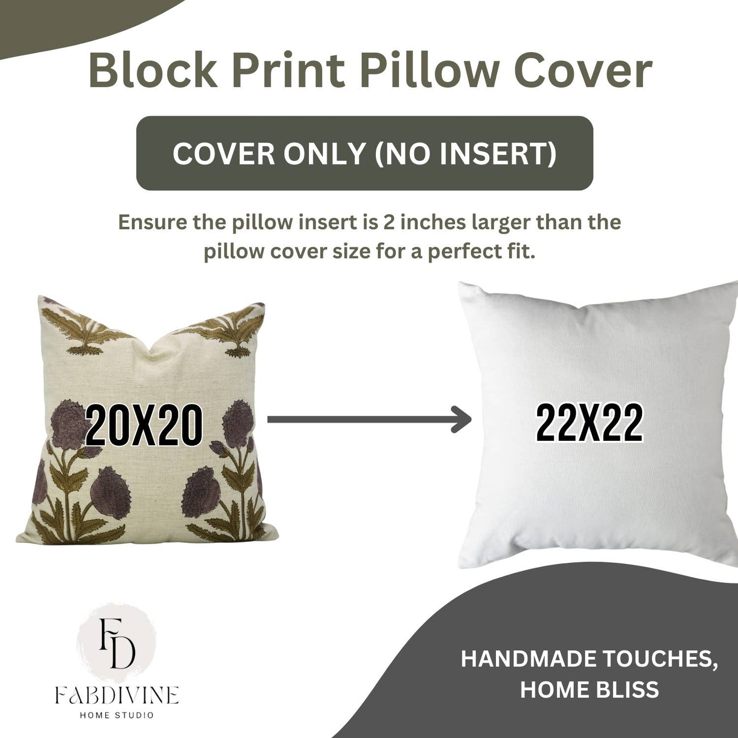 Bold Crafted Block Print Linen Blend Pillow Cover - Badshah 18" x 18"