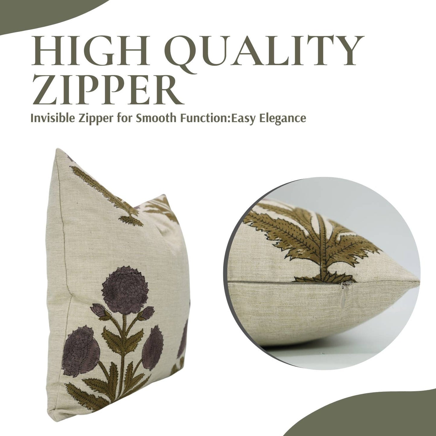 Bold Crafted Block Print Linen Blend Pillow Cover - Badshah 18" x 18"