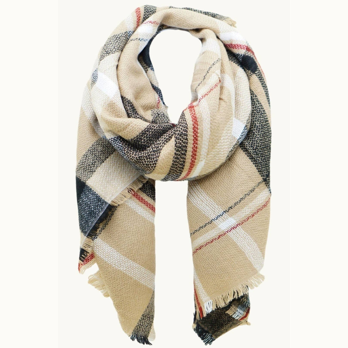 Olive & Pique Camel Plaid Scarf