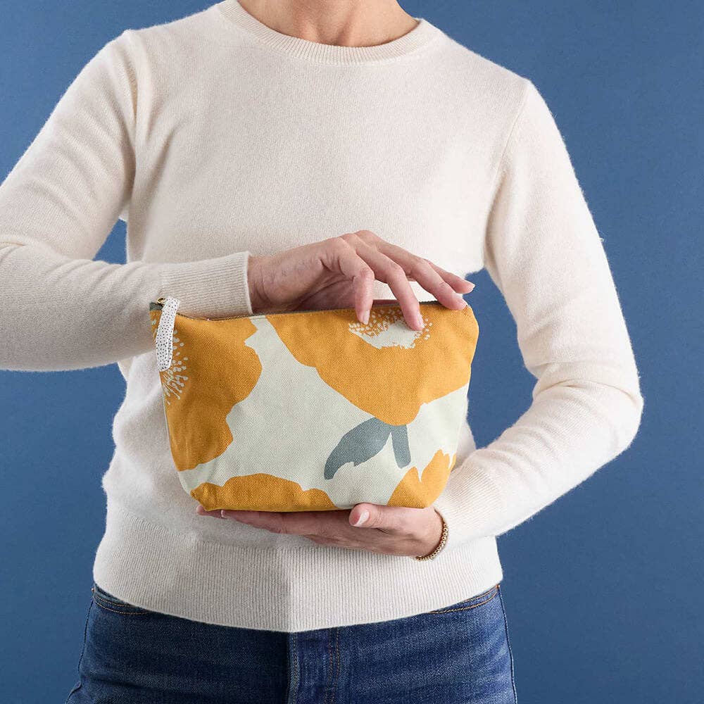 Poppies Gold Canvas Pouch