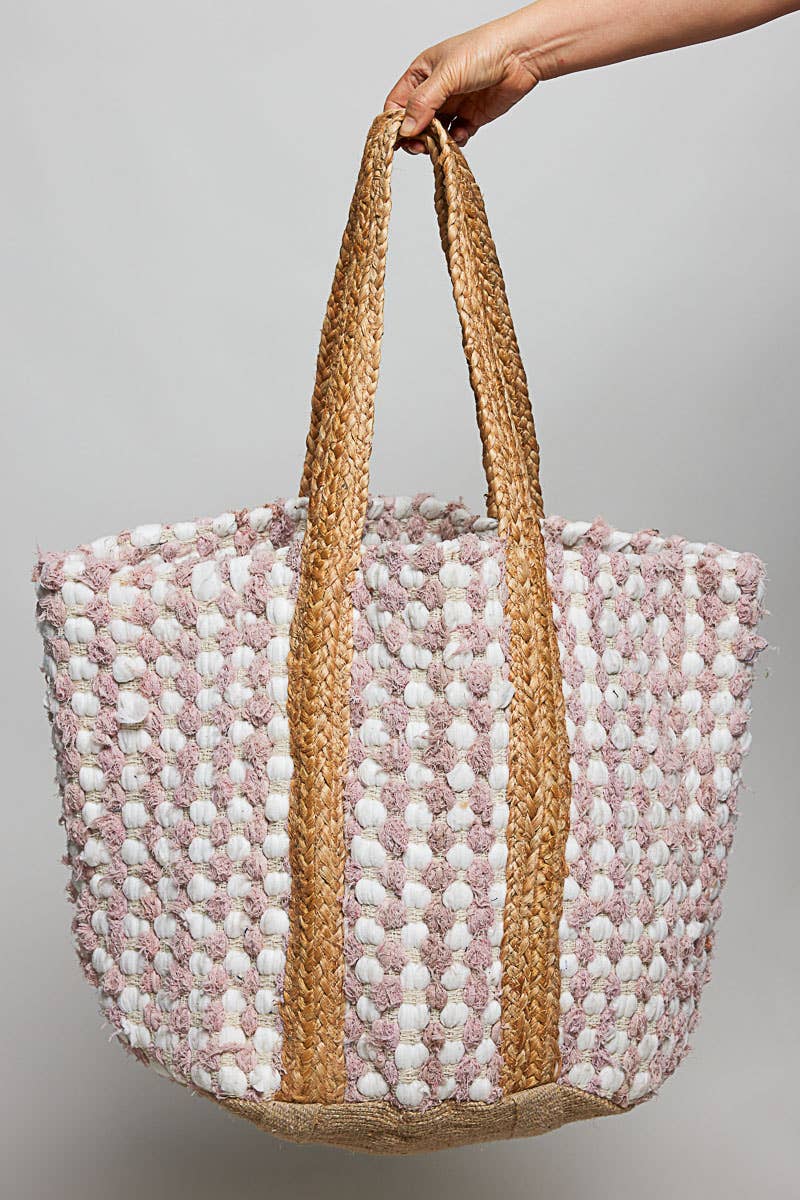 Blush Textured Handwoven Tote Bag