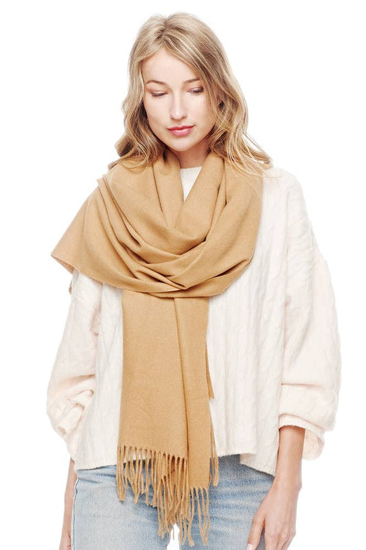 Soft Cashmere Solid Color Fringes Scarf