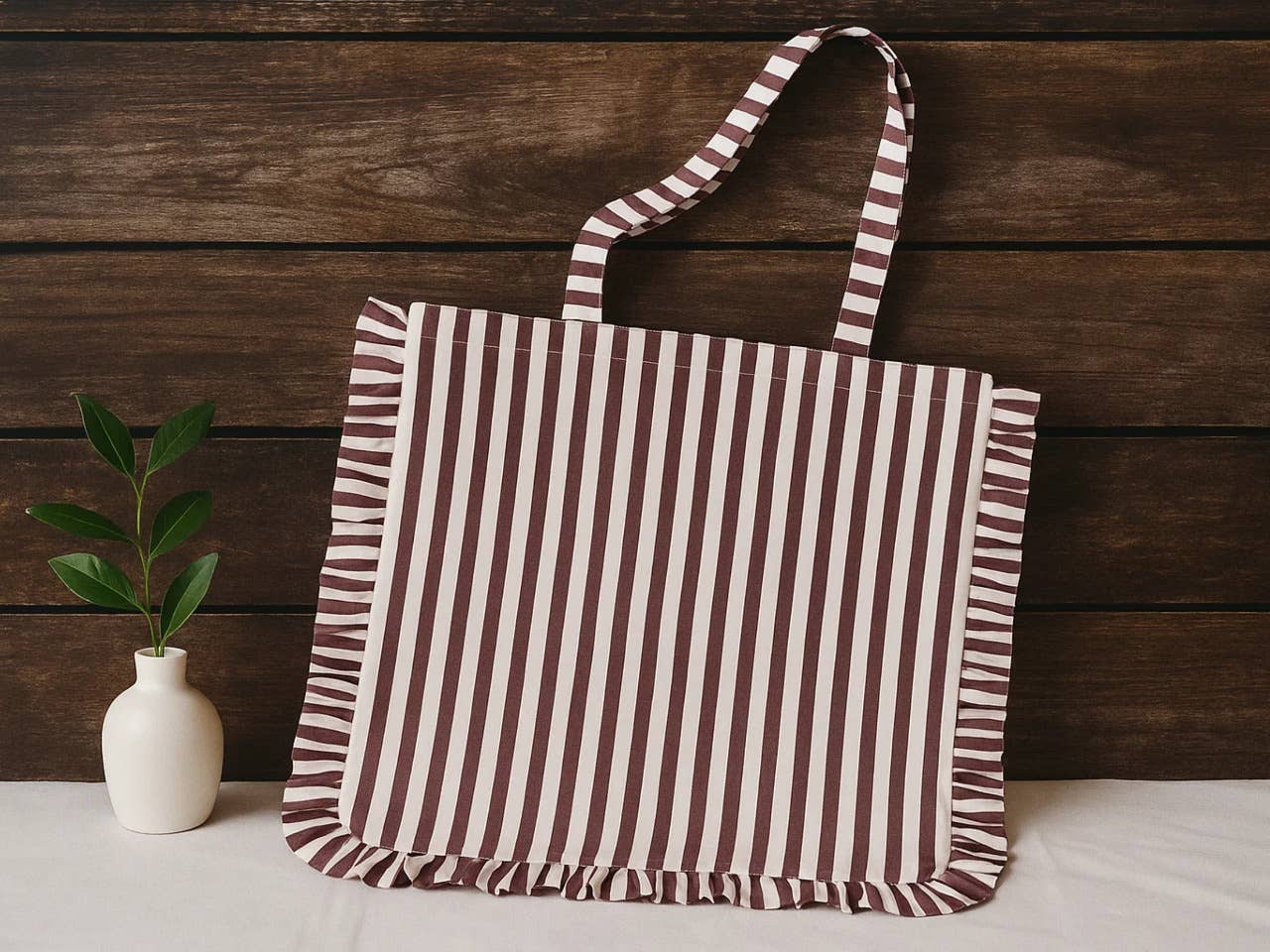Check Ruffle Tote