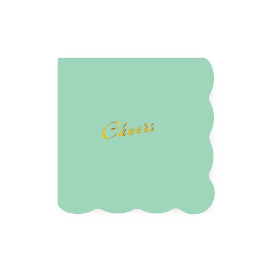 Scalloped Edge 'Cheers' Cocktail Napkin