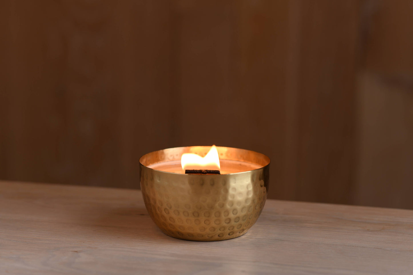 Hammered Brass Bowl Soy Candle - Fresh Lemon & Crushed Thyme
