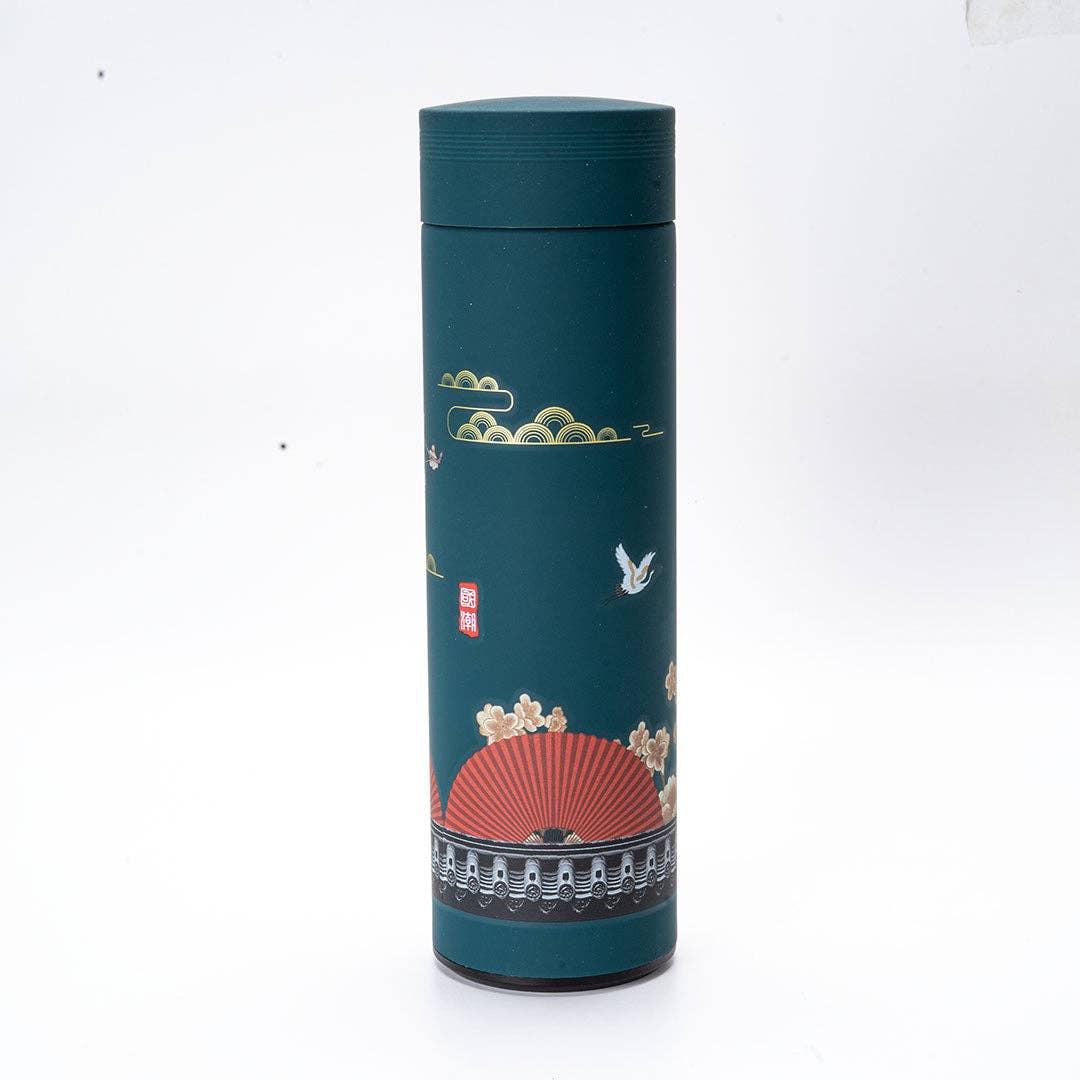 Teal Blossom Vacuum Insulated Thermos Flask