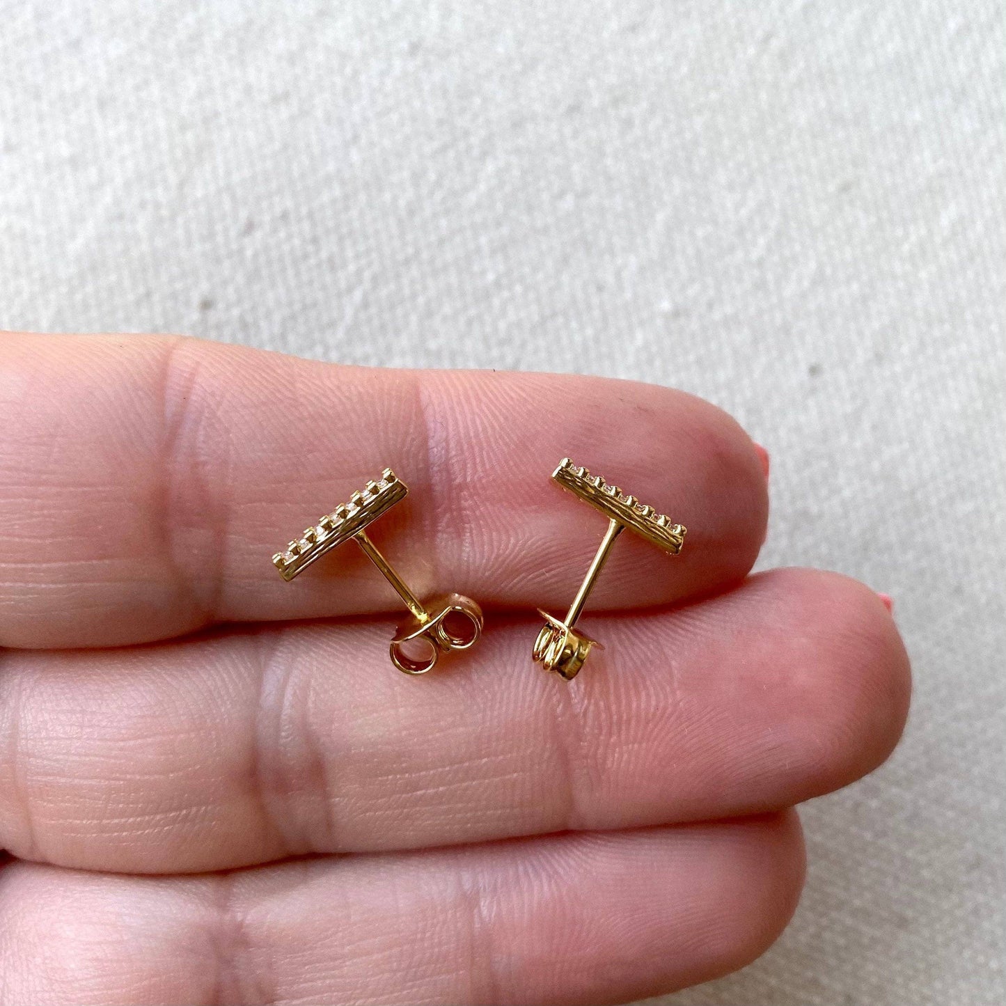 Dainty CZ Bar Stud Earrings