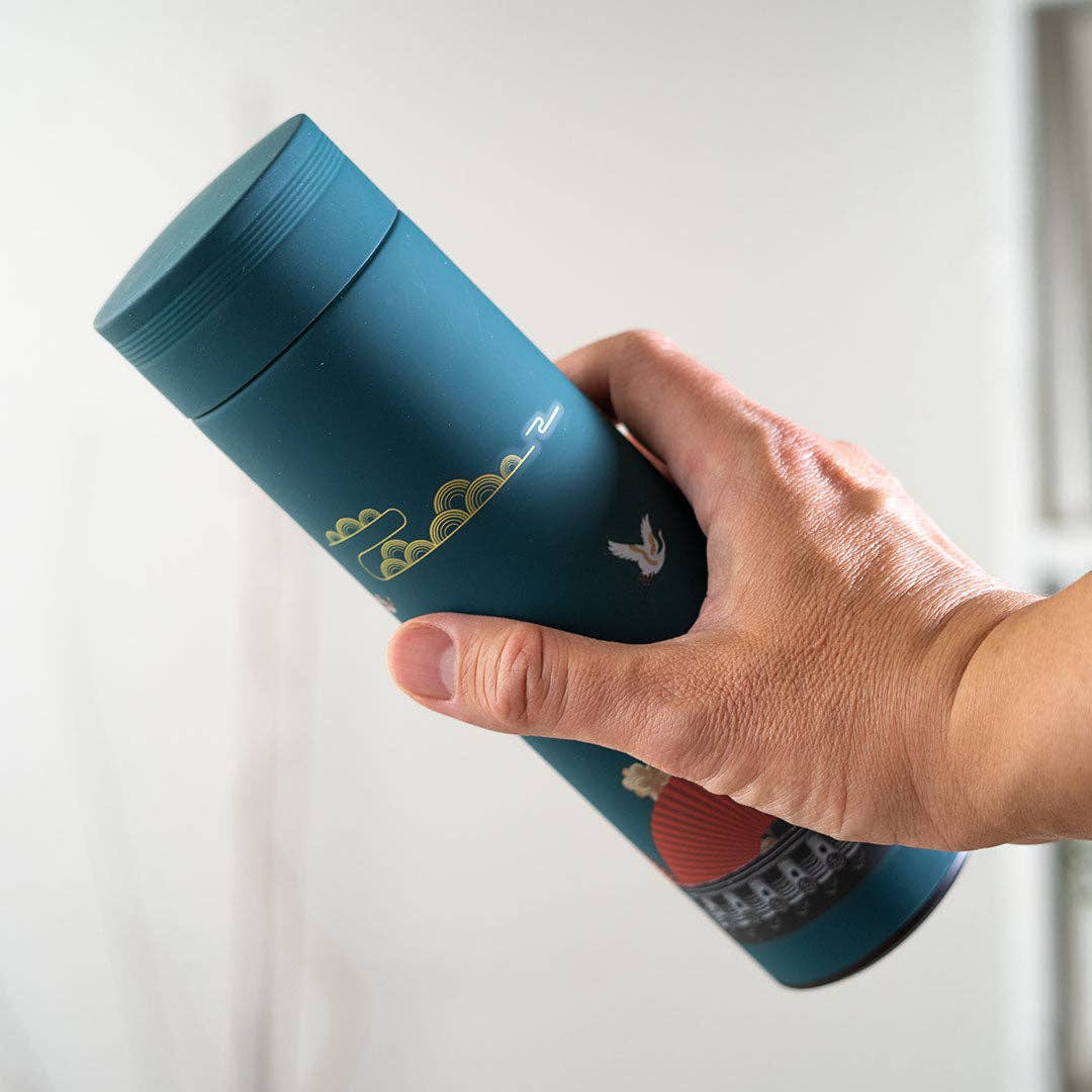 Teal Blossom Vacuum Insulated Thermos Flask
