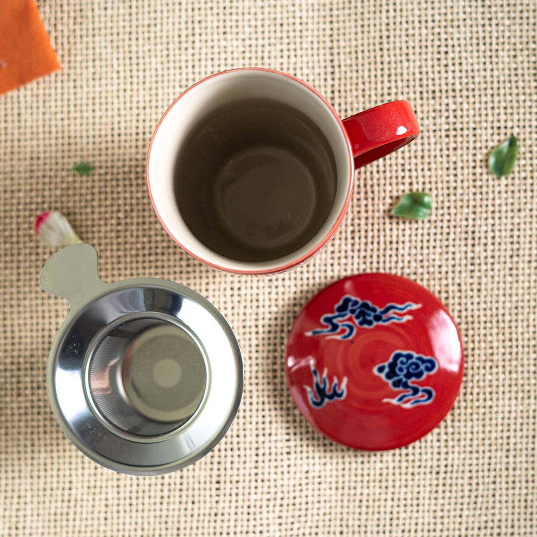 Oriental Dragon Tea Mug with Lid & Infuser
