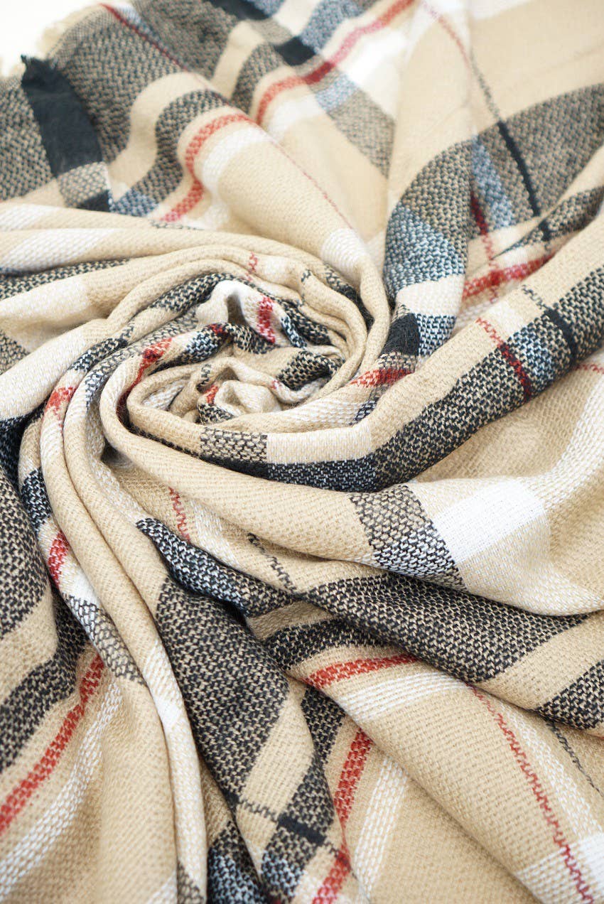Olive & Pique Camel Plaid Scarf