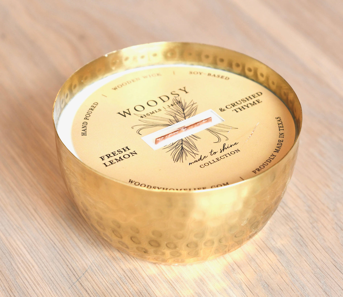 Hammered Brass Bowl Soy Candle - Fresh Lemon & Crushed Thyme