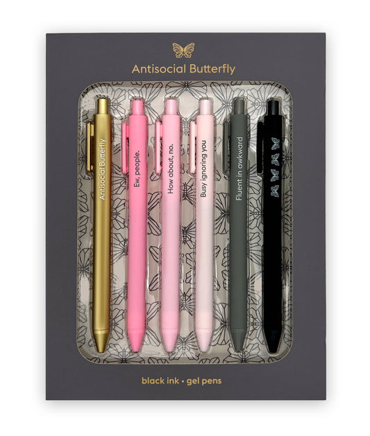 Quotable Gel Pen Set - Antisocial Butterfly