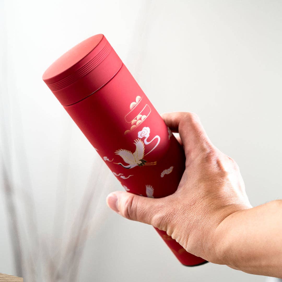 Cherry Blossom with Cranes Vacuum Insulated Thermos Flask