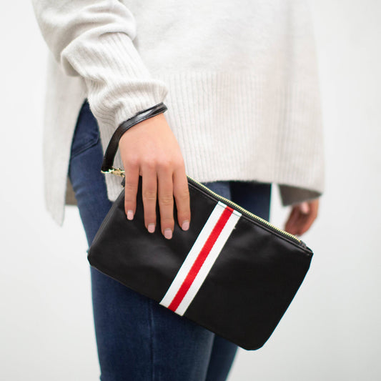 Preppy Stripe Zipper Clutch