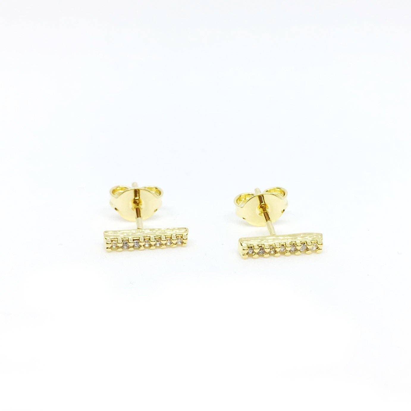 Dainty CZ Bar Stud Earrings