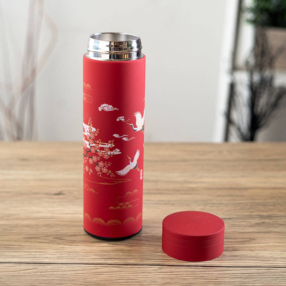 Cherry Blossom with Cranes Vacuum Insulated Thermos Flask