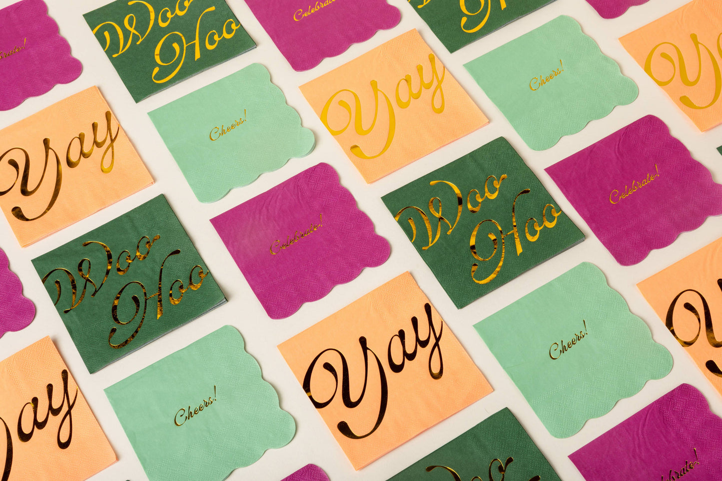 Scalloped Edge 'Cheers' Cocktail Napkin
