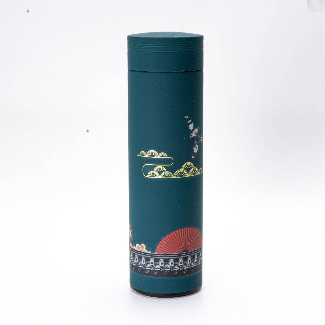 Teal Blossom Vacuum Insulated Thermos Flask