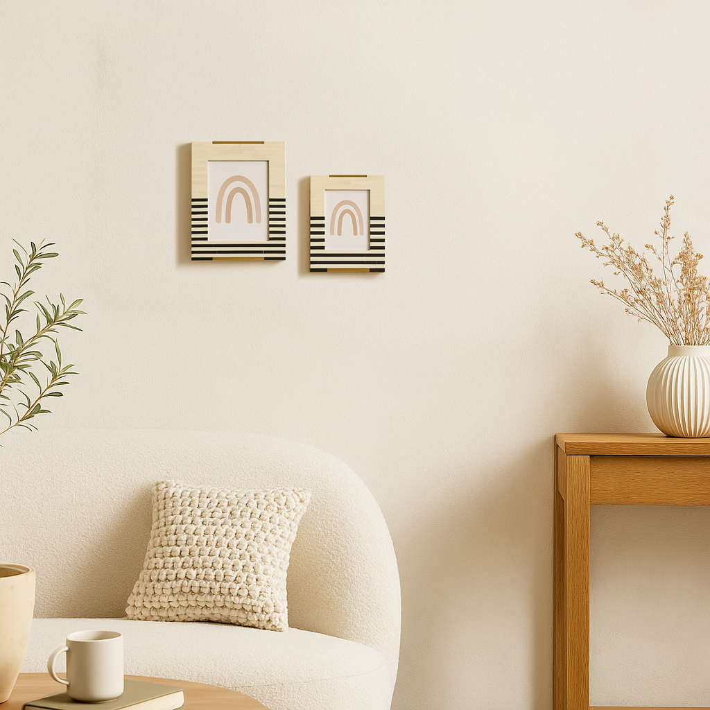 Mukhendu Stripe 4" x 6" Picture Frame – Black & White Bone Inlay