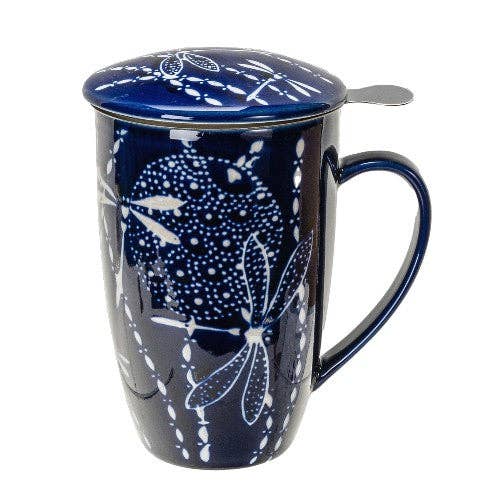 Dragonfly Tea Mug with Lid & Infuser – 15oz
