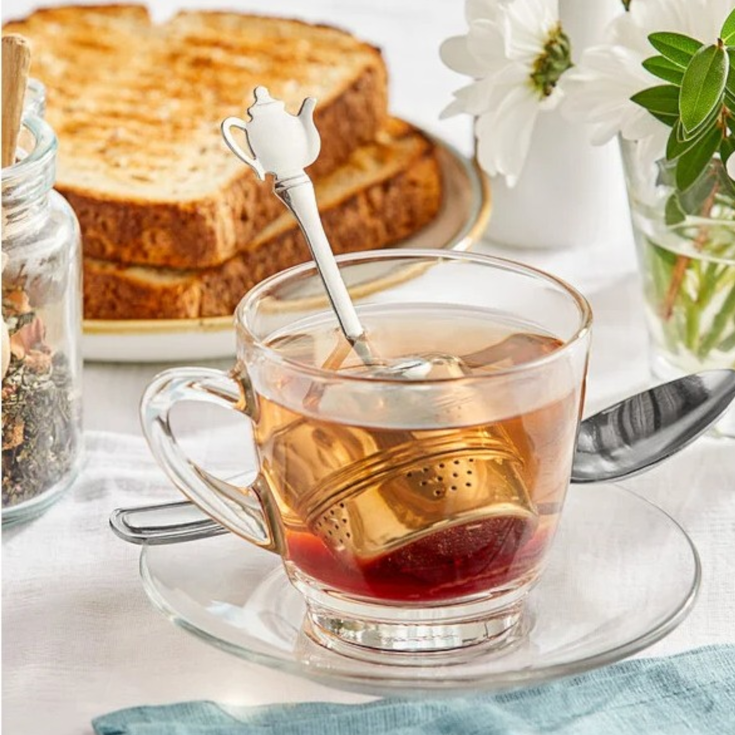 Teapot Handle Stainless Steel Tea Strainer Infuser