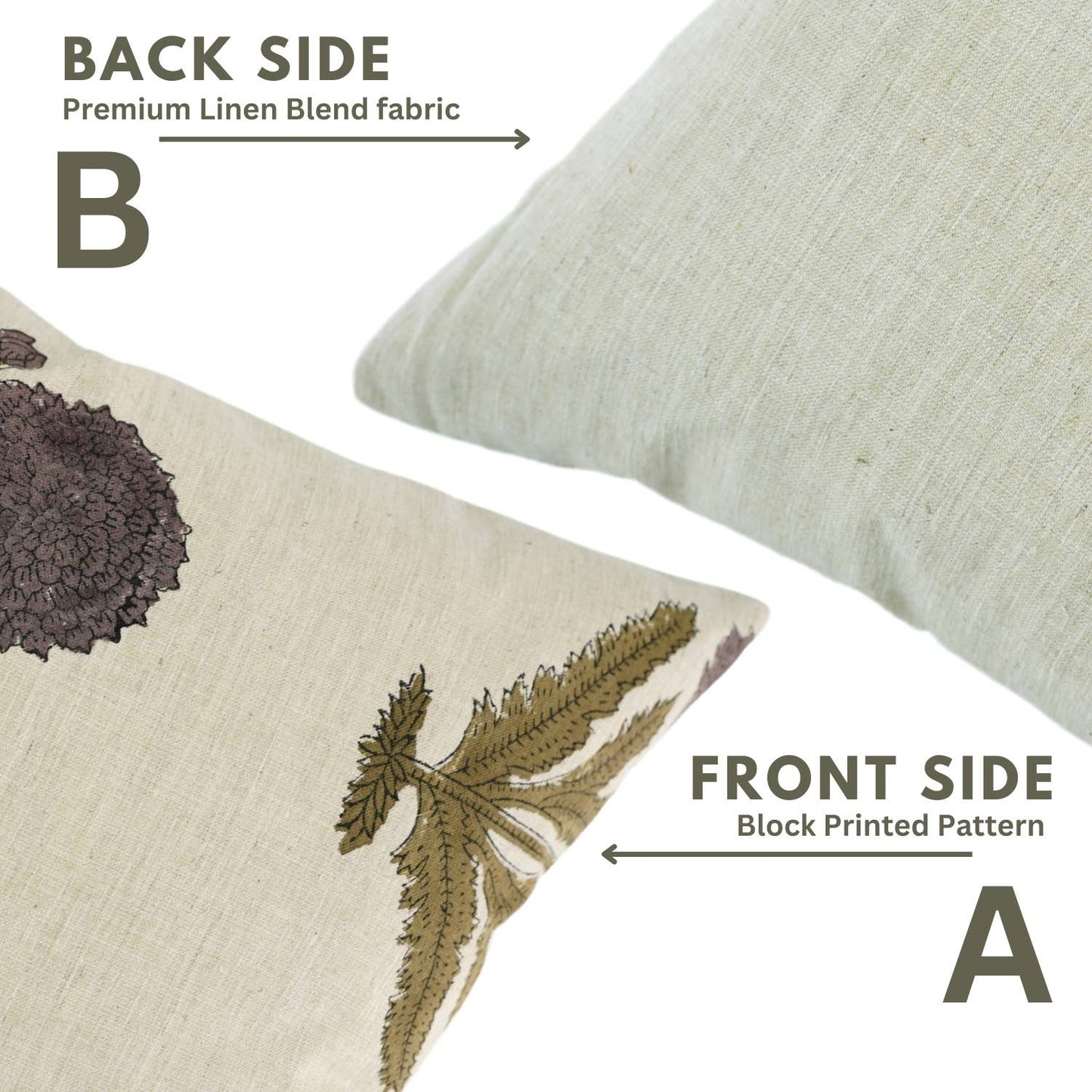 Bold Crafted Block Print Linen Blend Pillow Cover - Badshah 18" x 18"