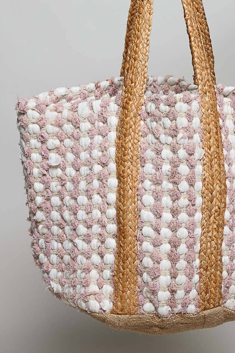 Blush Textured Handwoven Tote Bag