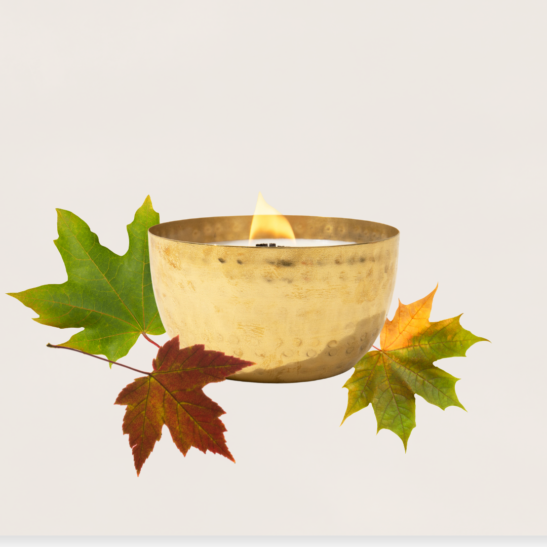 Hammered Brass Bowl Soy Candle - Maple Cream & Chai
