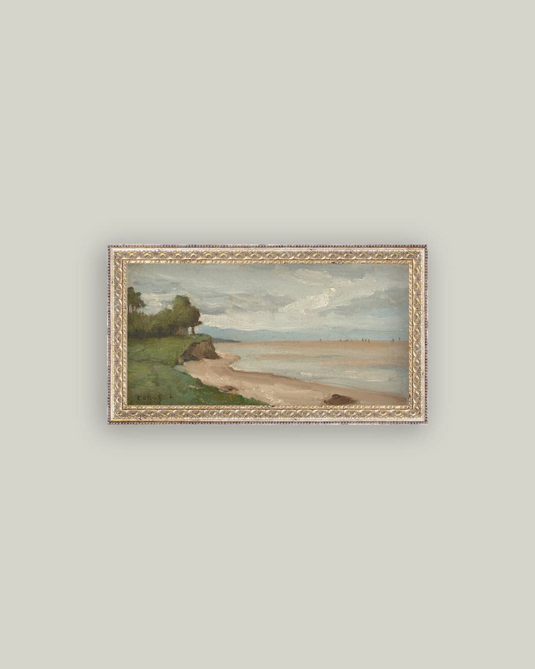 Beach Near Étretat Framed Antique Art – 12" x 7"