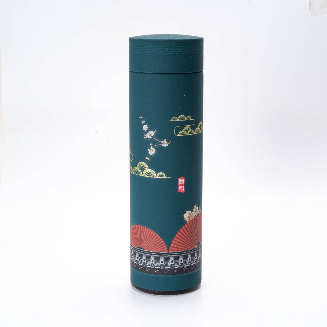 Teal Blossom Vacuum Insulated Thermos Flask