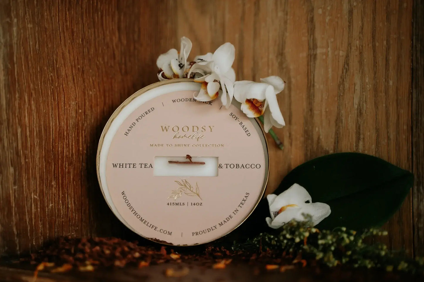 Hammered Brass Bowl Soy Candle - White Tea & Tobacco