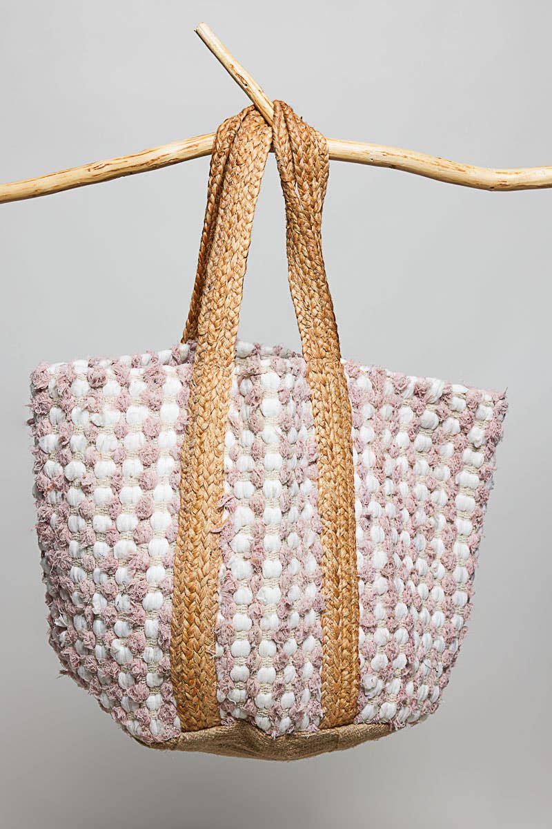 Blush Textured Handwoven Tote Bag