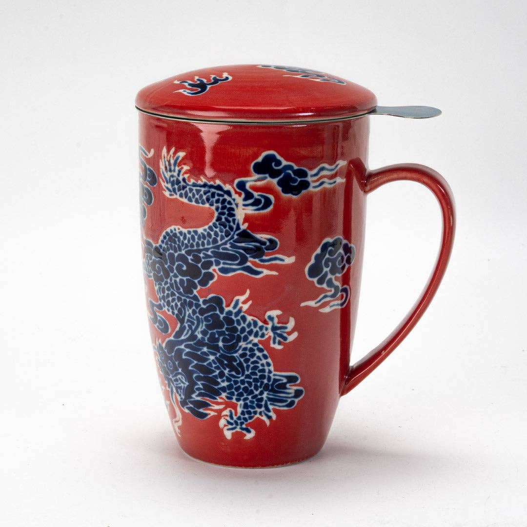 Oriental Dragon Tea Mug with Lid & Infuser