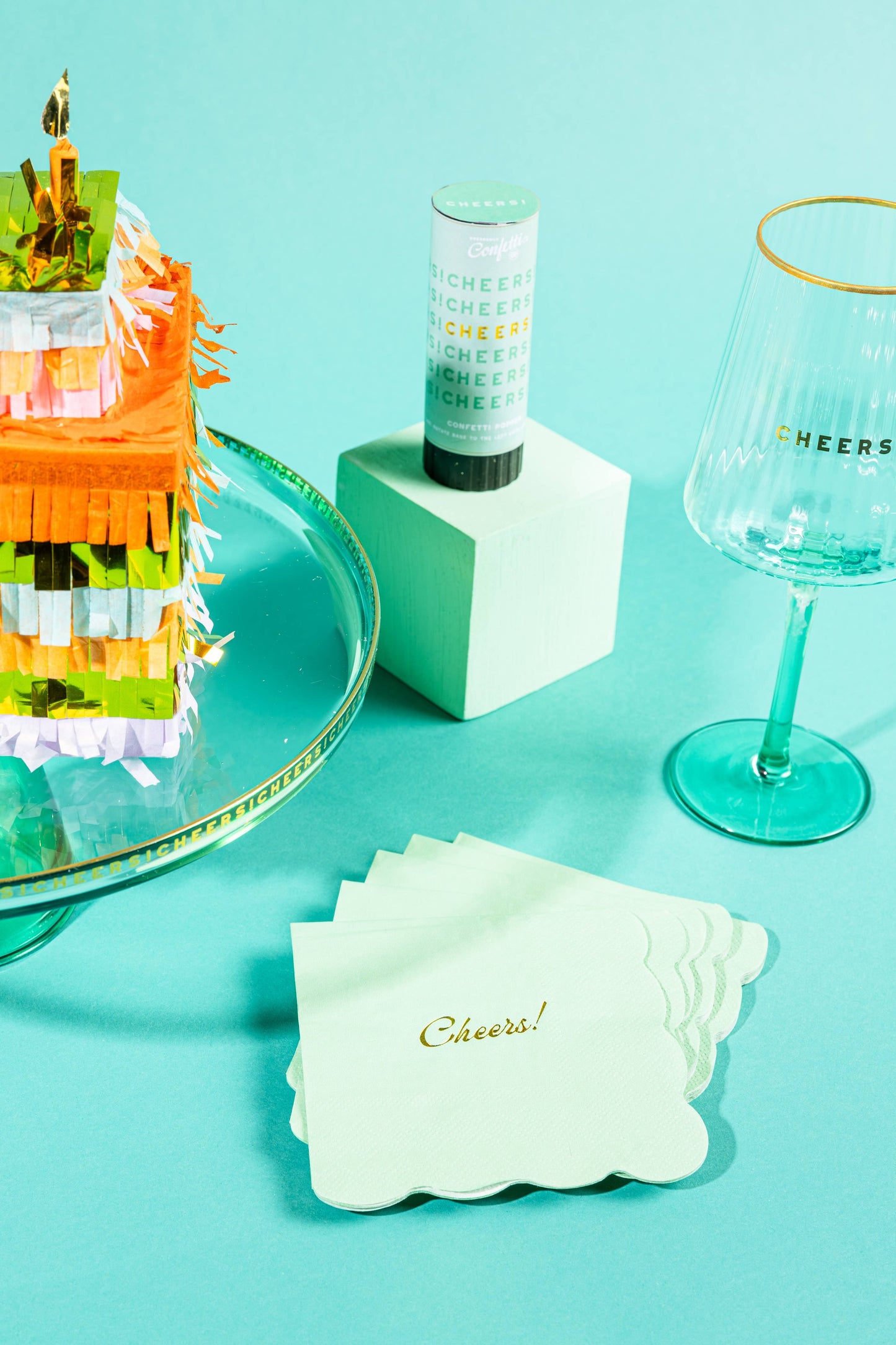 Scalloped Edge 'Cheers' Cocktail Napkin
