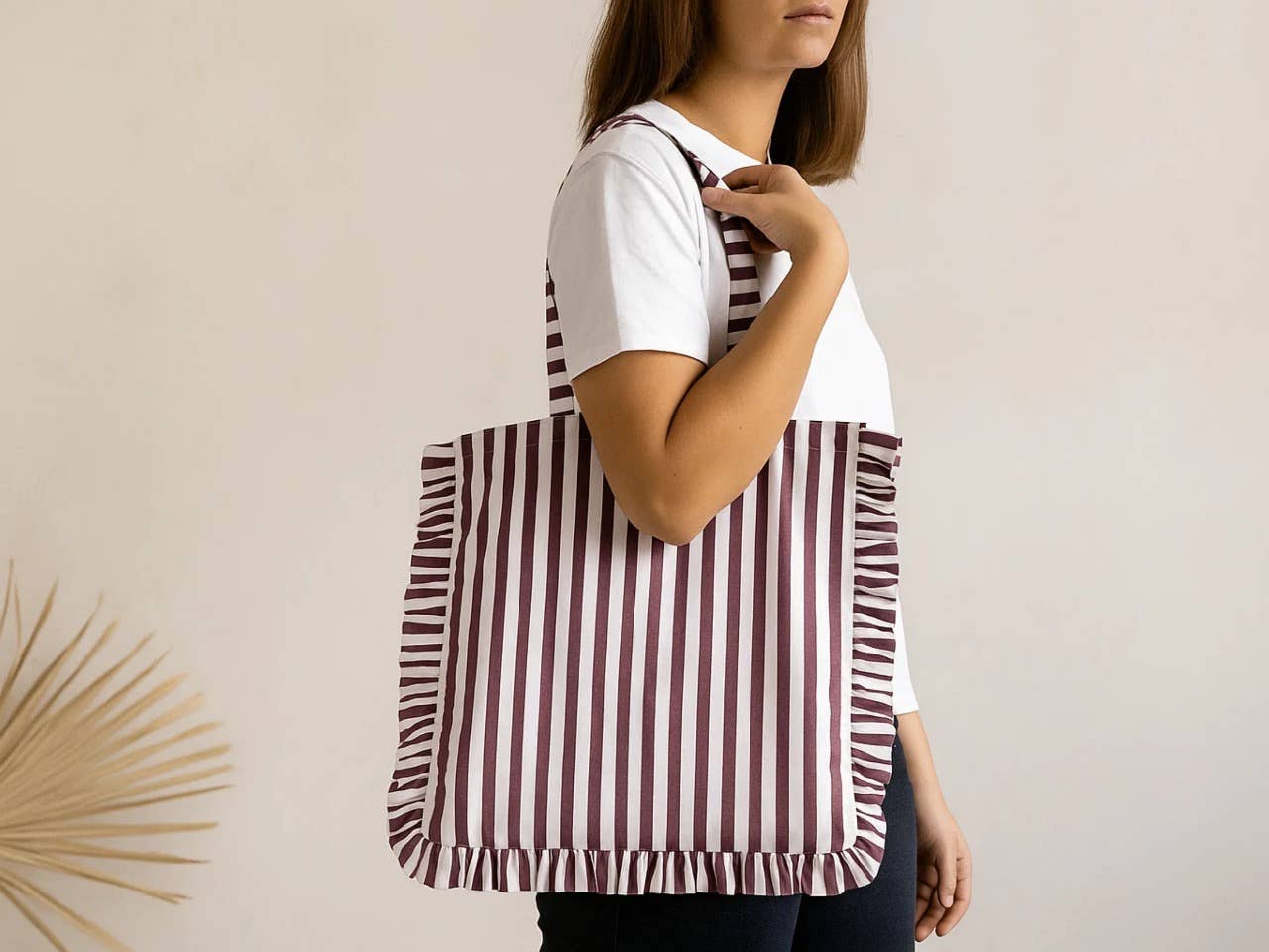 Check Ruffle Tote