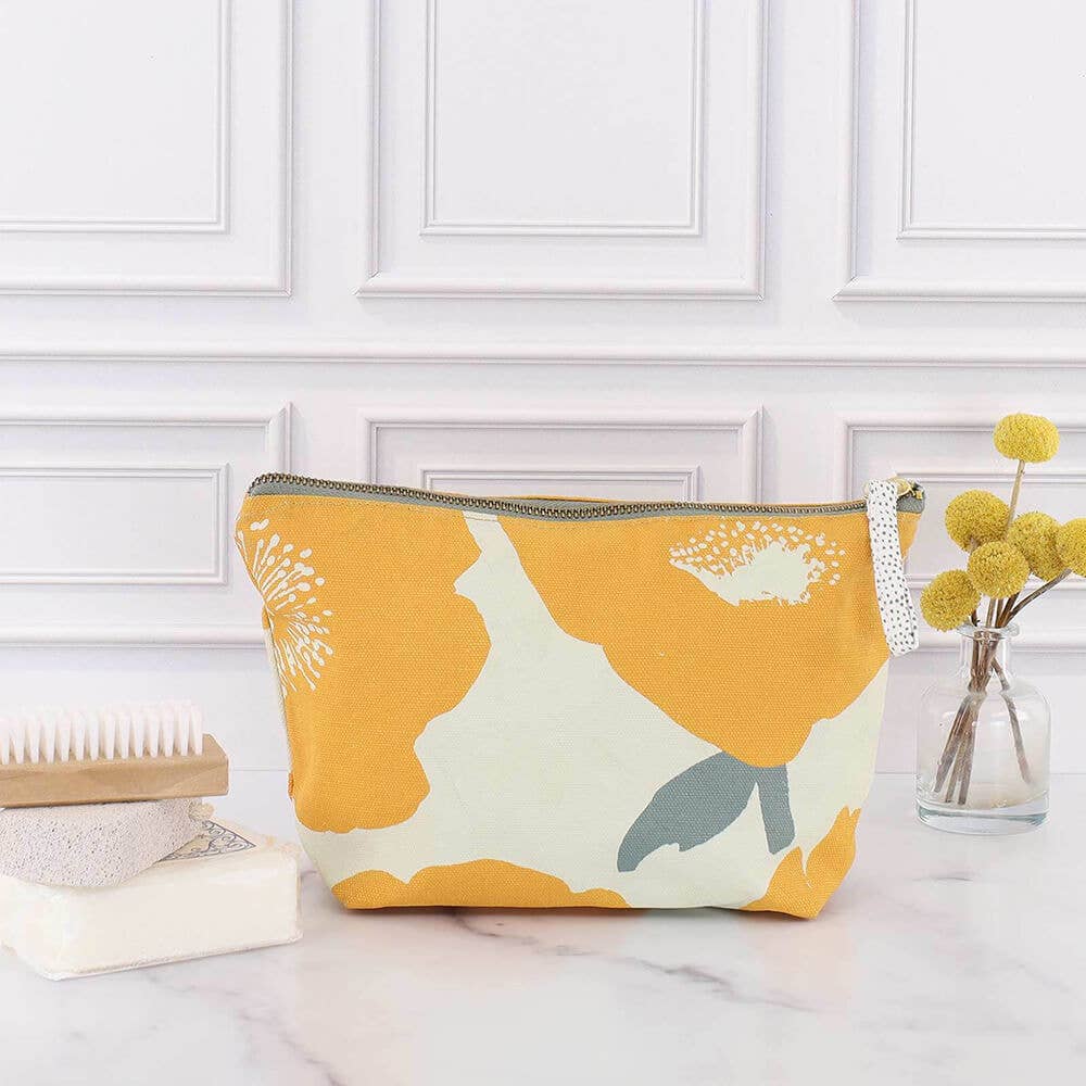 Poppies Gold Canvas Pouch