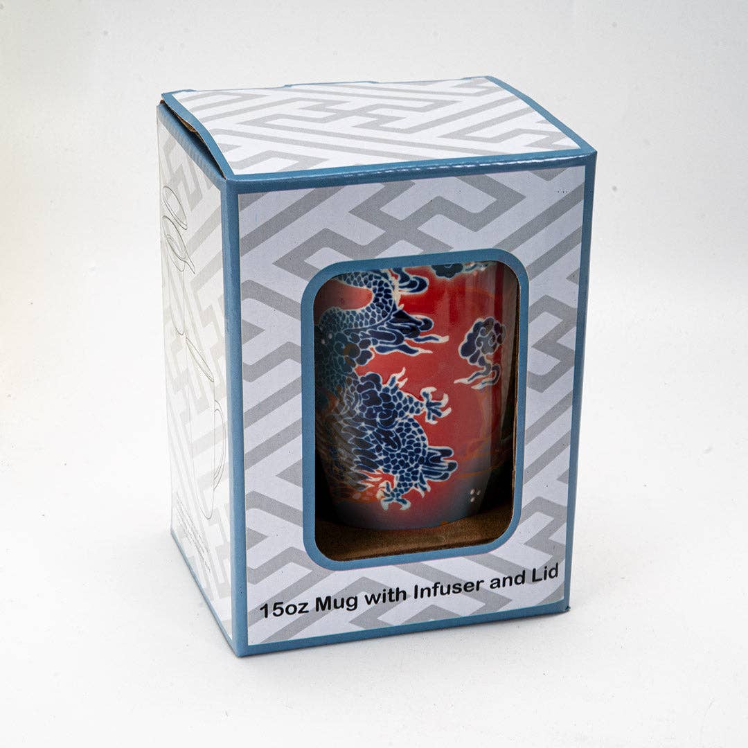 Oriental Dragon Tea Mug with Lid & Infuser