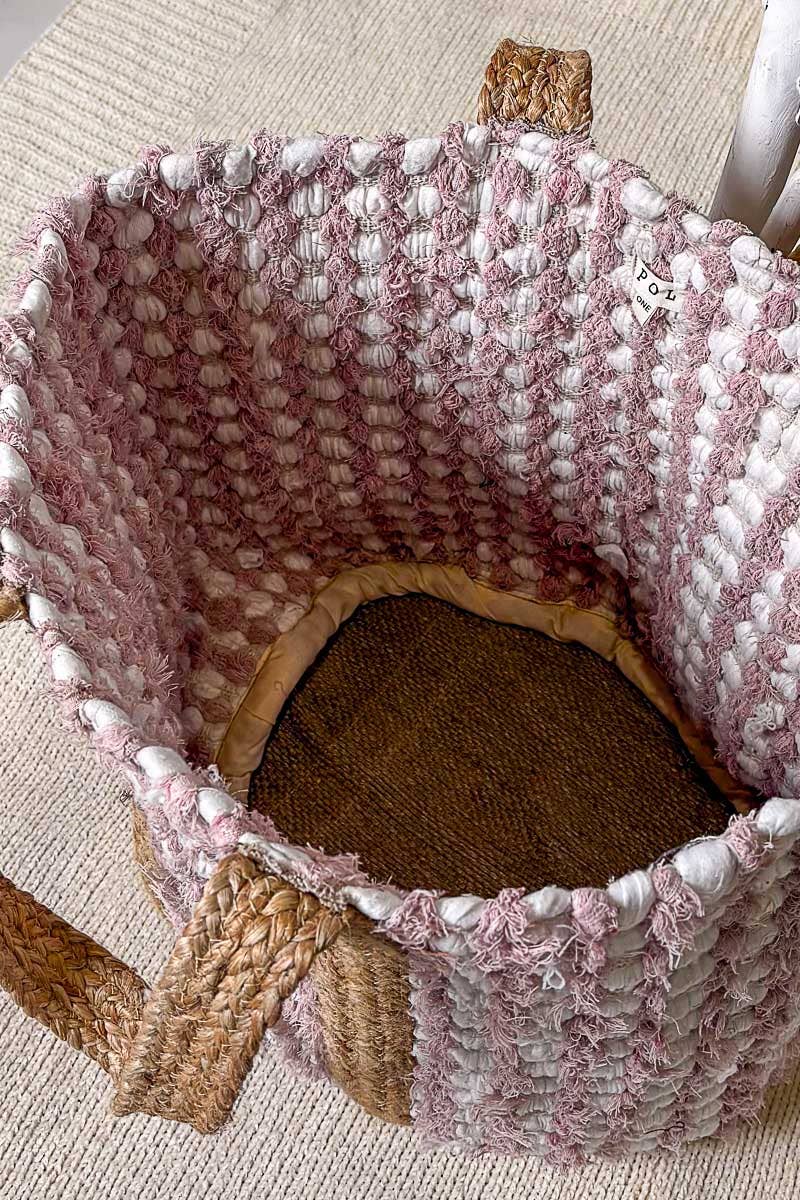 Blush Textured Handwoven Tote Bag