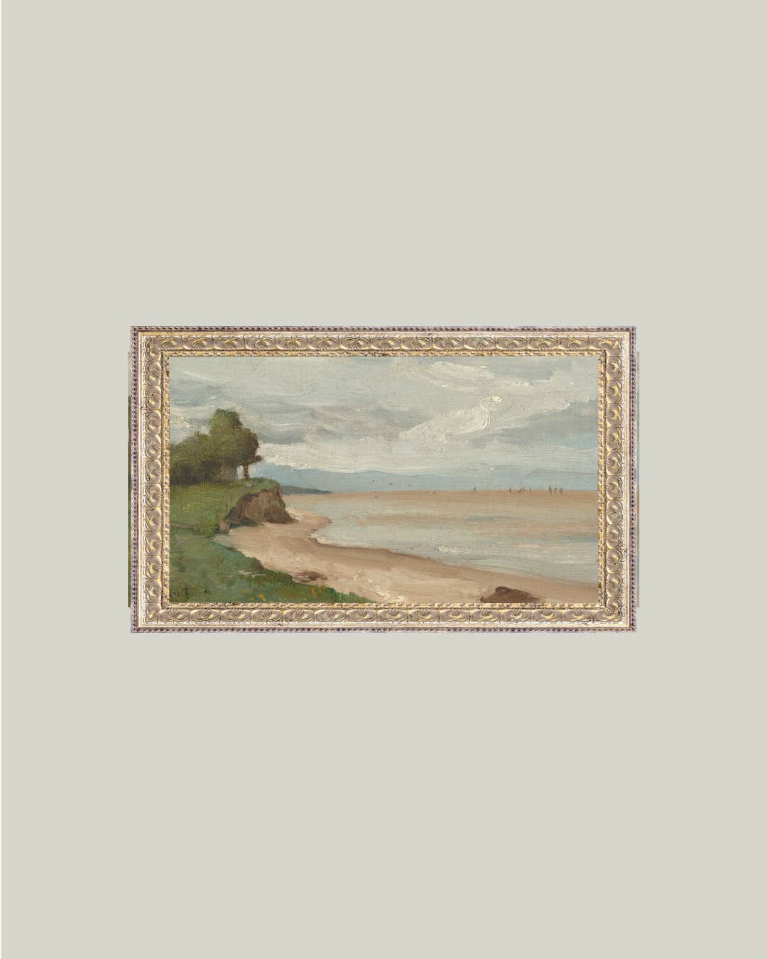 Beach Near Étretat Framed Antique Art – 12" x 7"