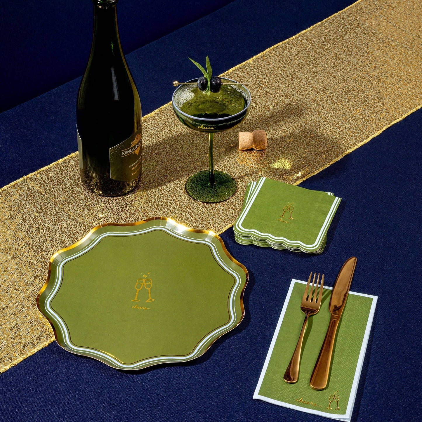 Scalloped Edge 'Cheers' Icon Cocktail Napkins